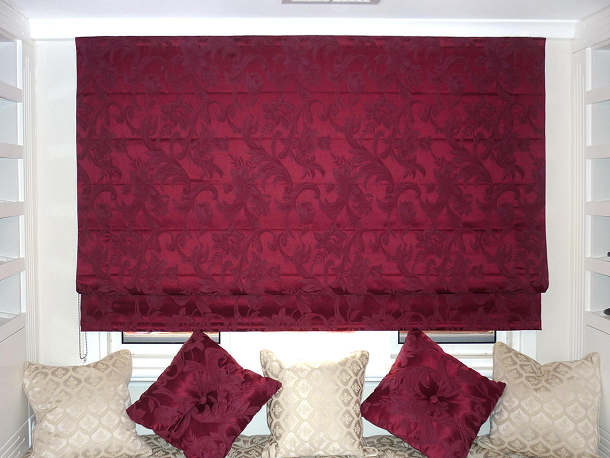 Red Soft Roman Blinds installed by Abbey Blinds & Curtains